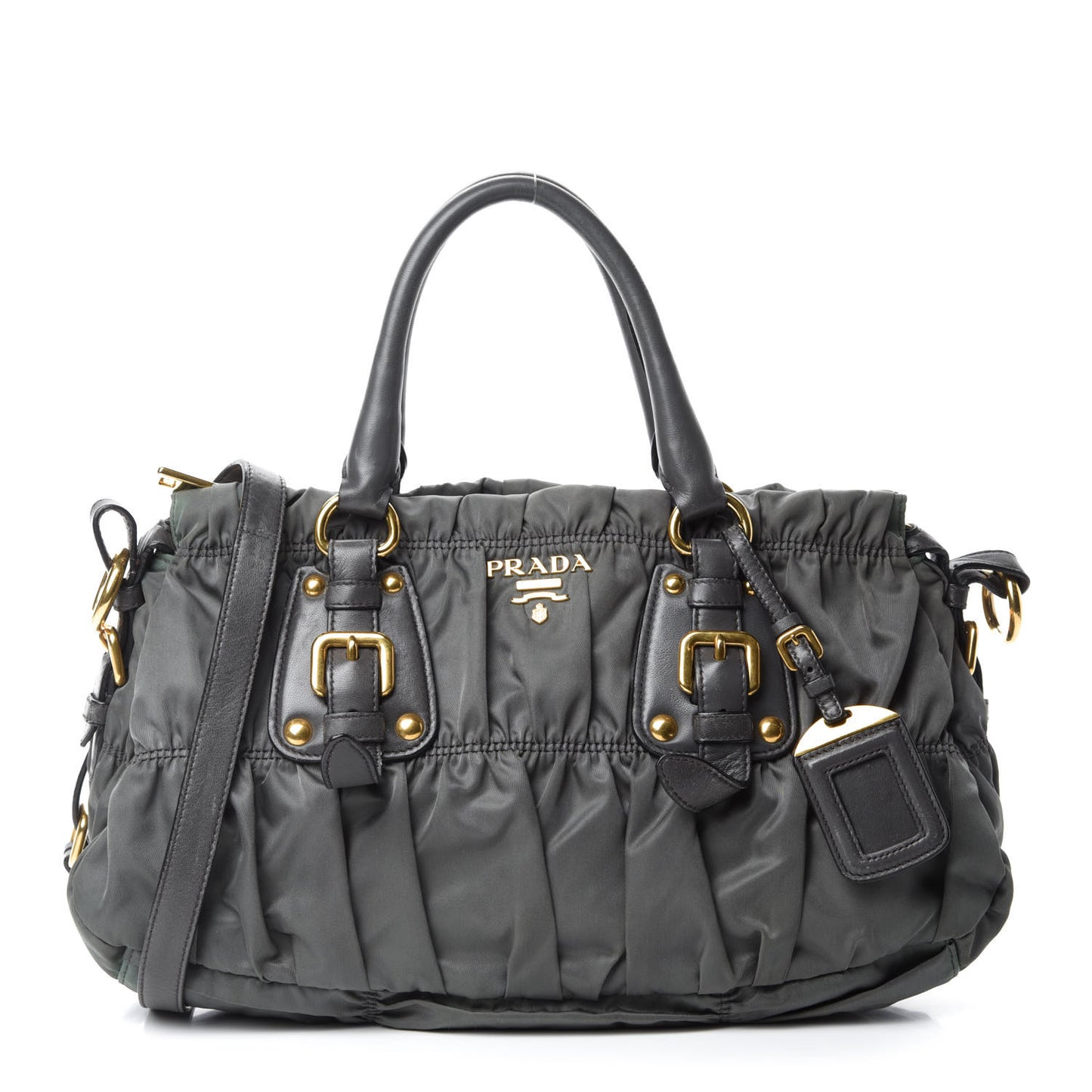 Tessuto Nylon Gaufre Shopping Satchel Fumo