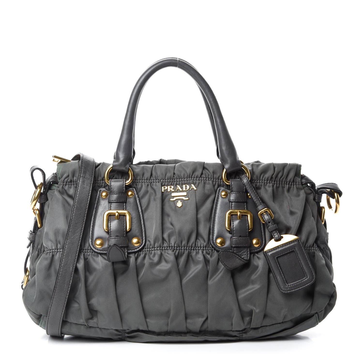 Prada Tessuto Nylon Gaufre Shopping Satchel Fumo 1 of 13