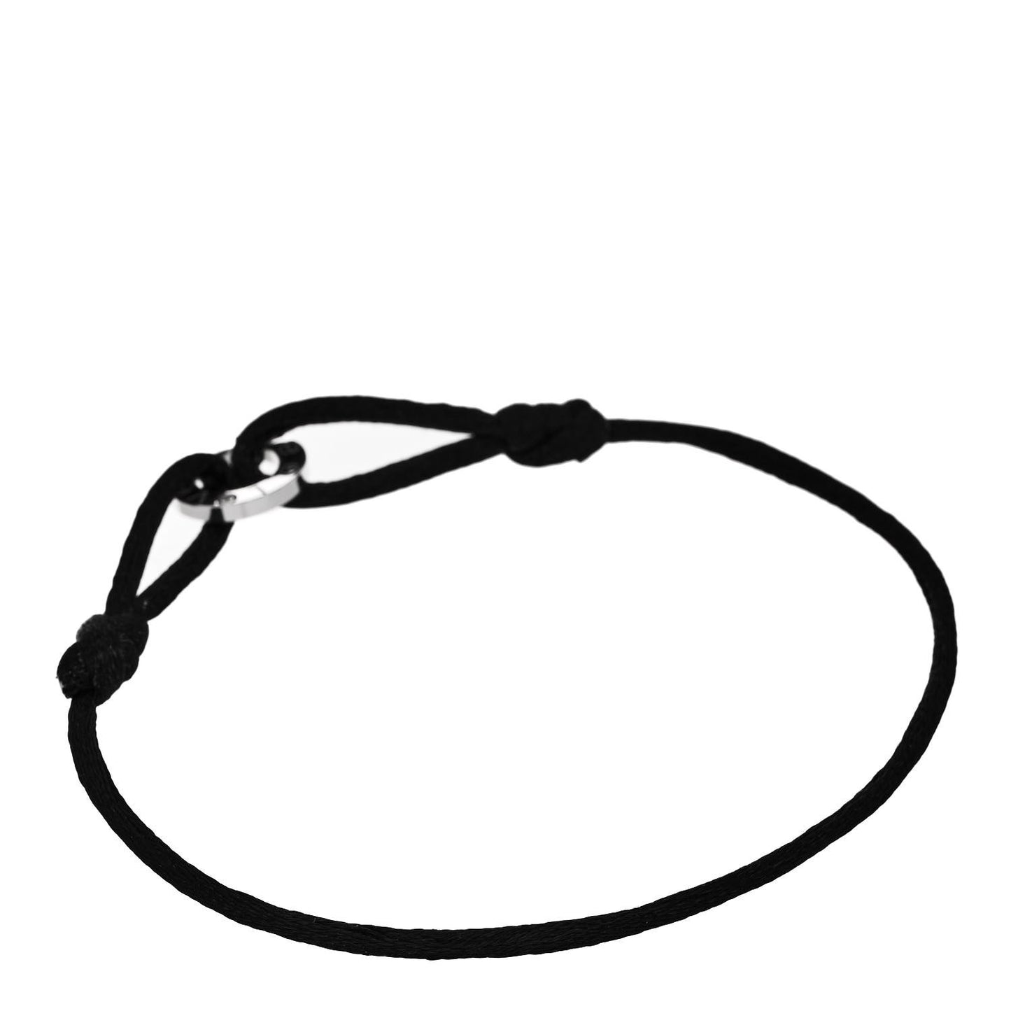 18K White Gold Diamond LOVE Adjustable Cord Bracelet Black