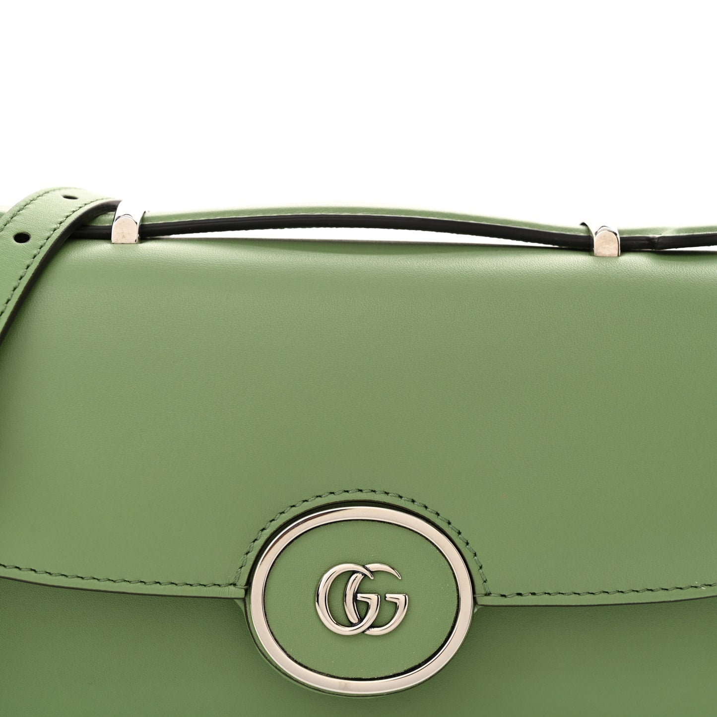 Senna Calfskin Petite GG Top Handle Shoulder Bag Green Soil Grass