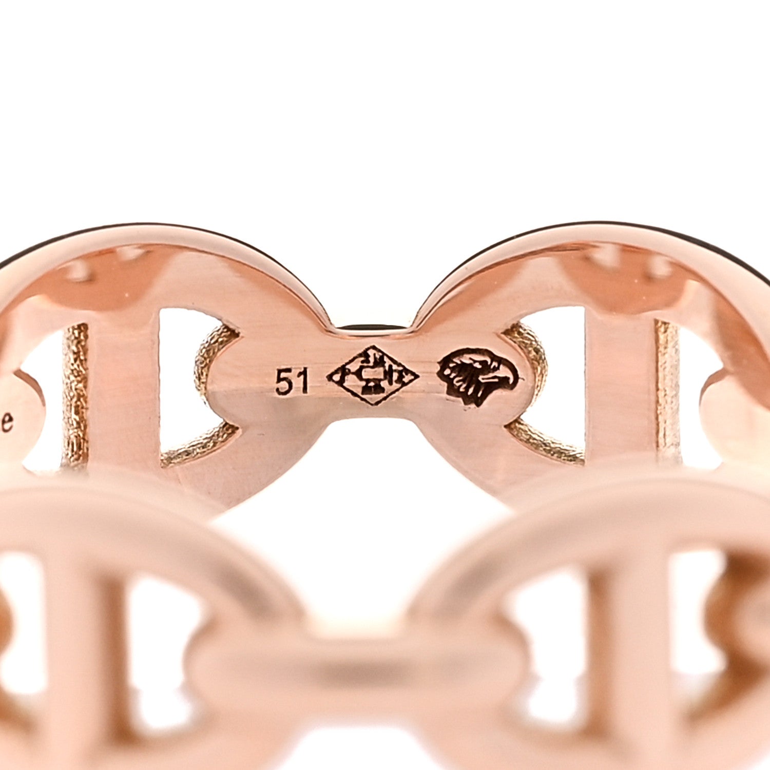 Hermes 18K Rose Gold PM Chaine d'Ancre Enchainee Ring 51 5.75 6 of 7