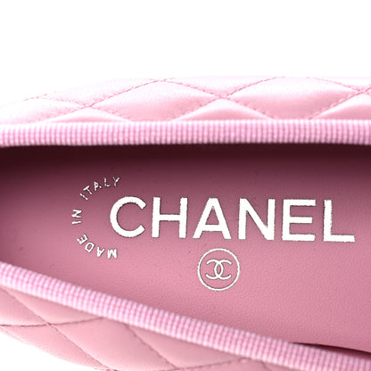 Chanel Lambskin Quilted CC Cap Toe Ballerina Flats 38.5 Pink Black 9 of 12
