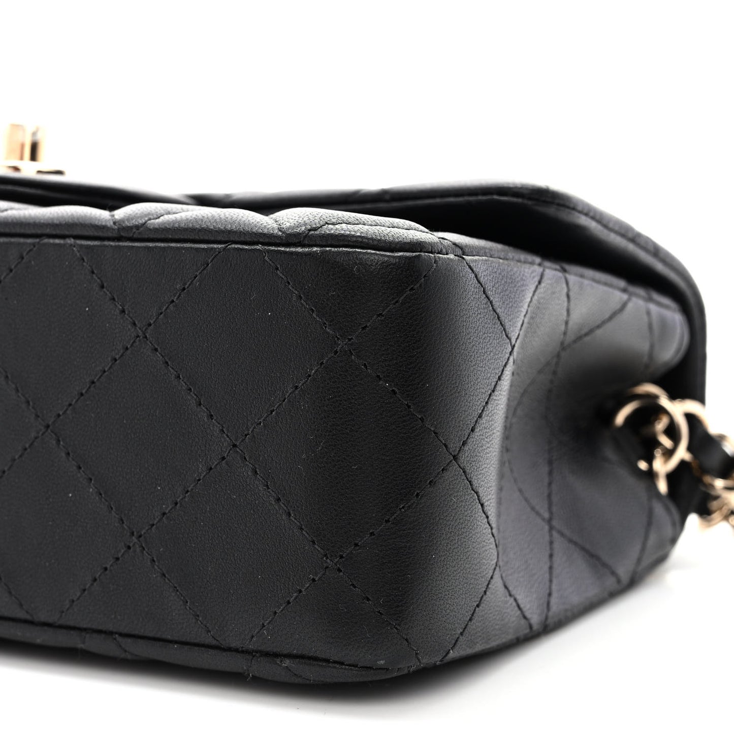 Lambskin Quilted Mini Rectangular Flap Black