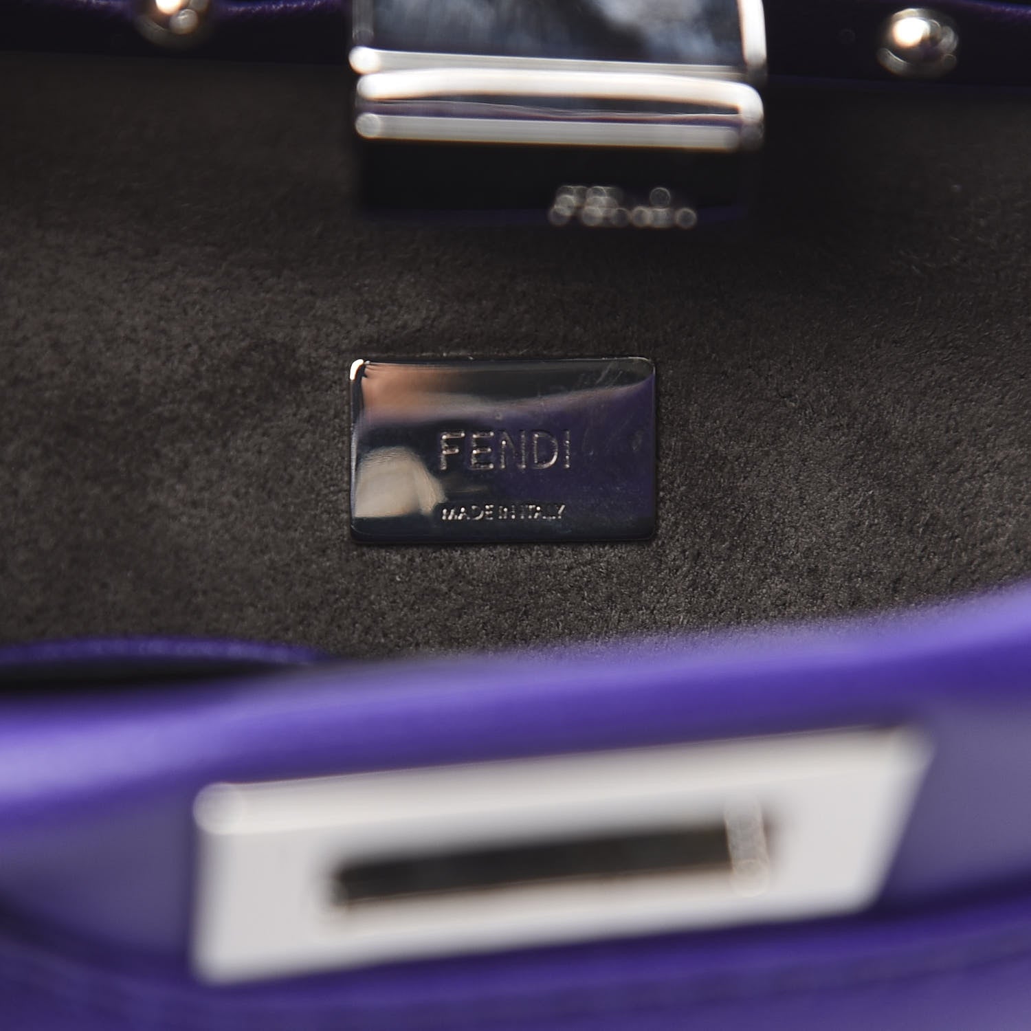 Fendi Shiny Nappa Waves Bi-Color Micro Peekaboo Iconic Satchel Purple Amber 6 of 11