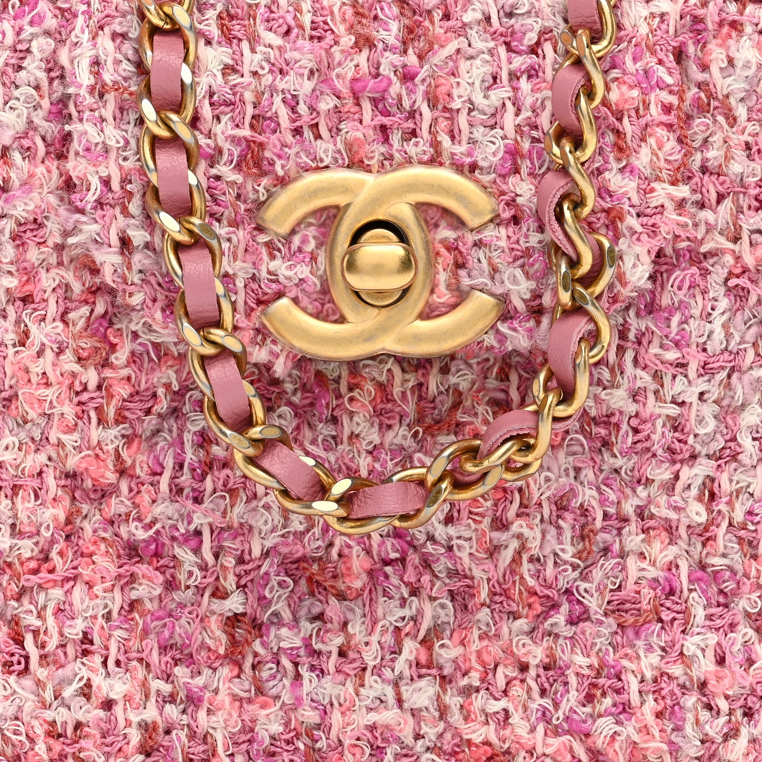 Chanel Tweed Quilted Mini Nano Kelly Shopper Pink 1495543