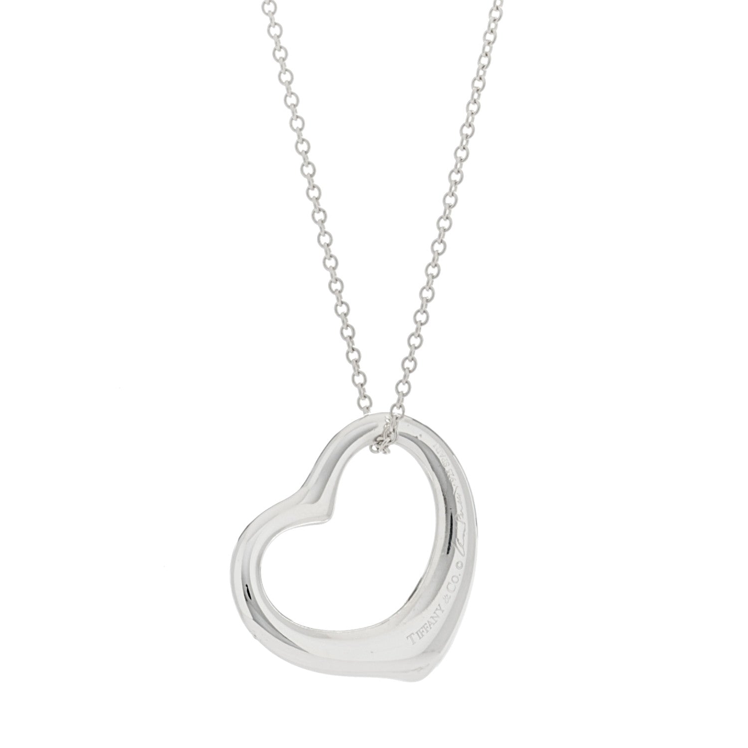 Tiffany Sterling Silver 27mm Elsa Peretti Open Heart Pendant Necklace 5 of 5