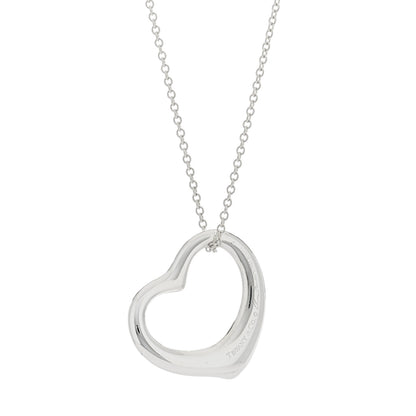Tiffany Sterling Silver 27mm Elsa Peretti Open Heart Pendant Necklace 5 of 5