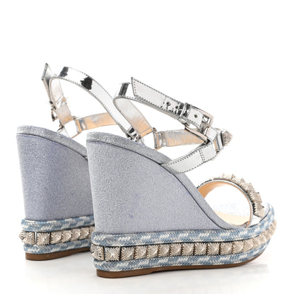 Christian Louboutin Nappa Pyraclou 110 Wedge Sandals 37 Silver 4 of 7