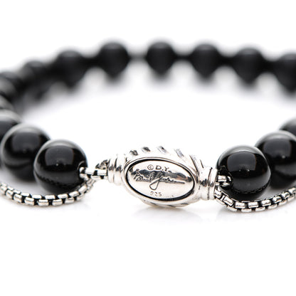 David Yurman Sterling Silver Black Onyx 8mm Spiritual Beads Adjustable Bracelet 4 of 4