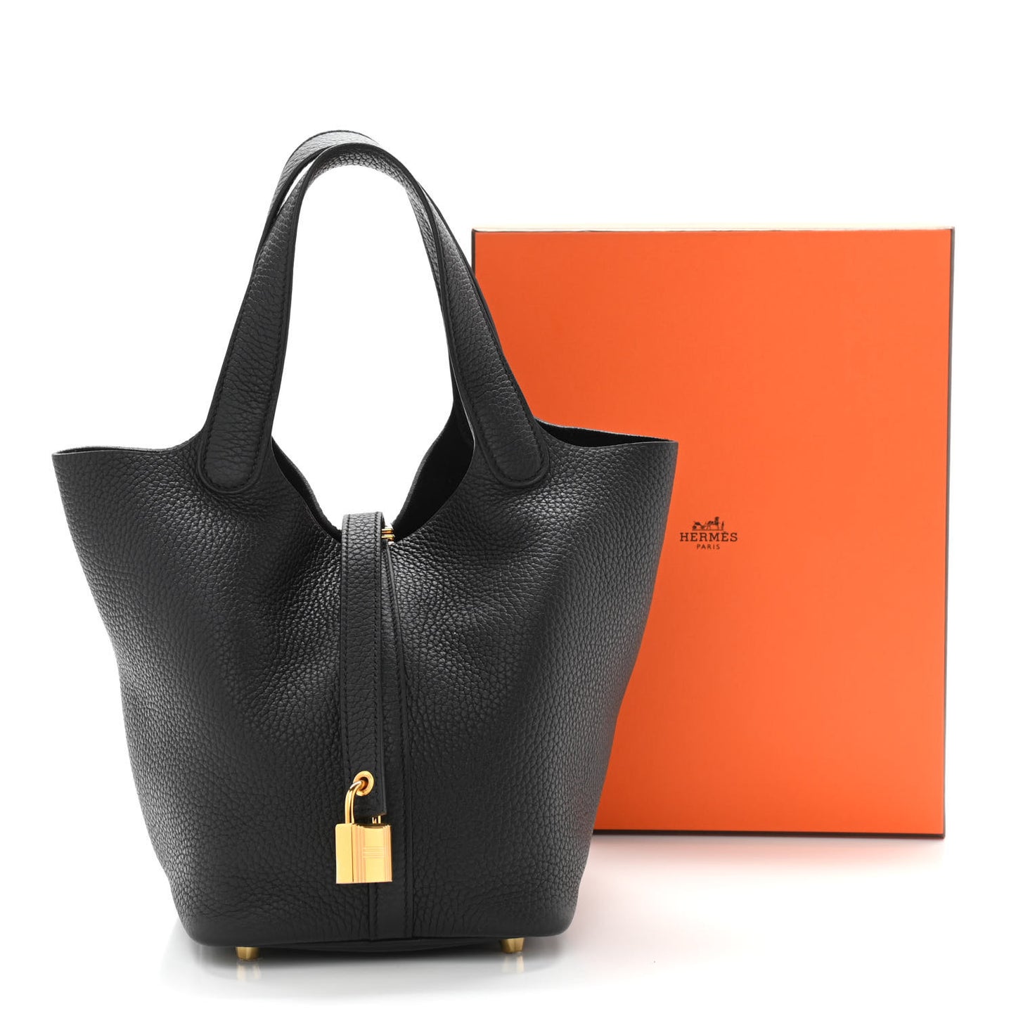 Taurillon Clemence Picotin Lock 18 PM Black