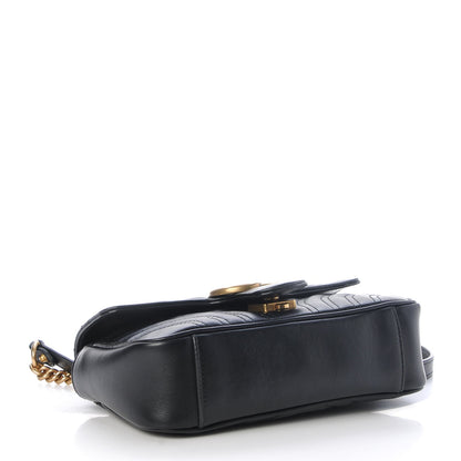 Gucci Calfskin Matelasse Mini GG Marmont Shoulder Bag Black 4 of 7