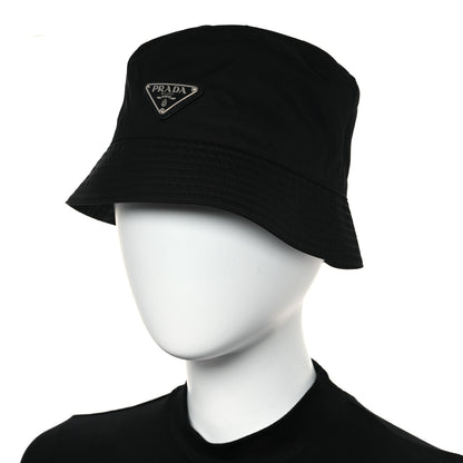 Prada Re-Nylon Metal Triangle Logo Womens Bucket Hat M Black 2 of 8