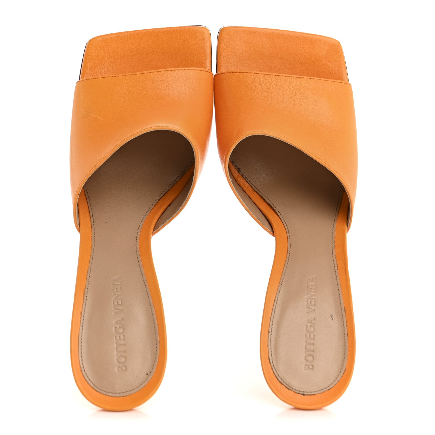 Bottega Veneta Lambskin Stretch 90mm Mule Sandals 39 Tangerine 2 of 12