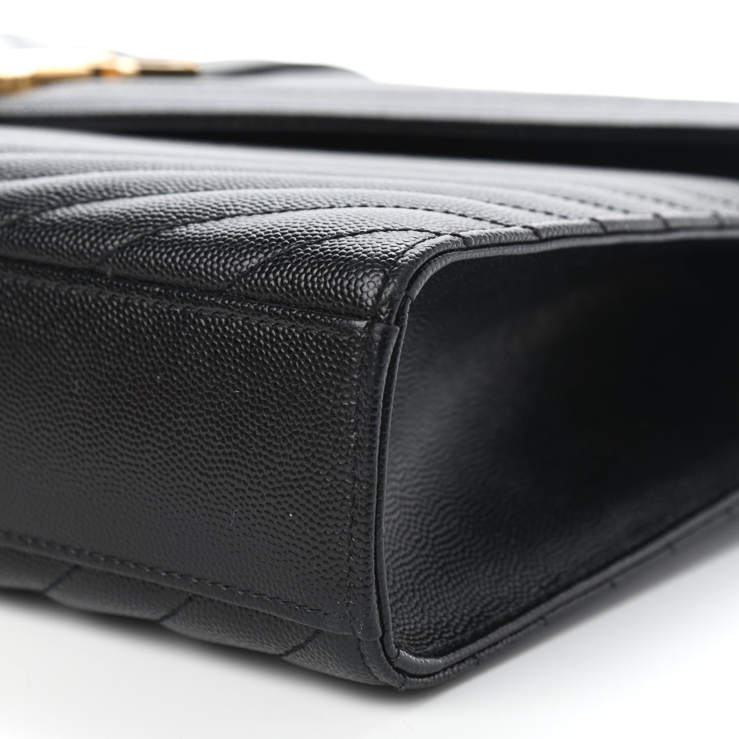 Saint Laurent Grain De Poudre Matelasse Chevron Large Monogram Satchel Black 7 of 7