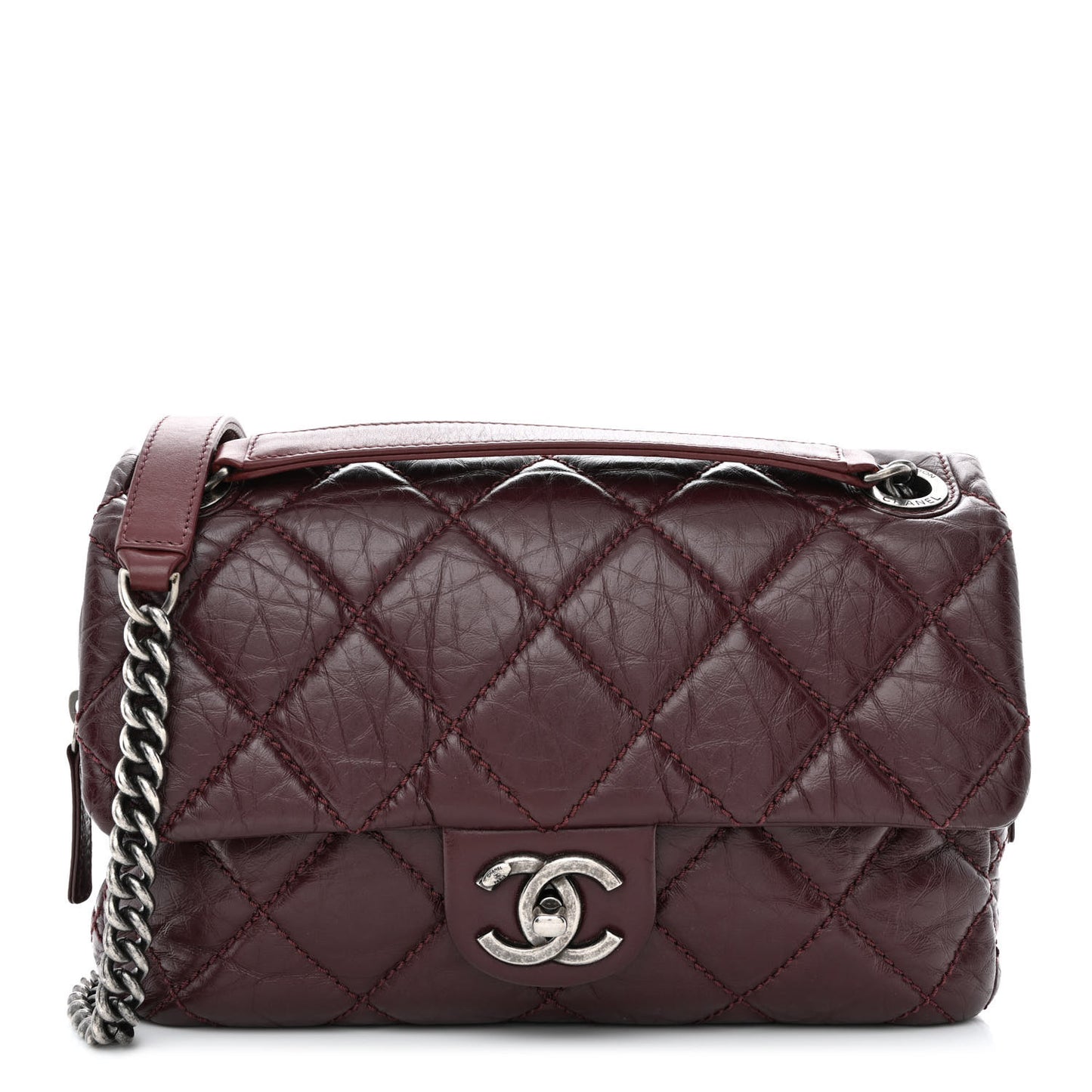 Aged Calfskin Medium New Portobello Flap Burgundy