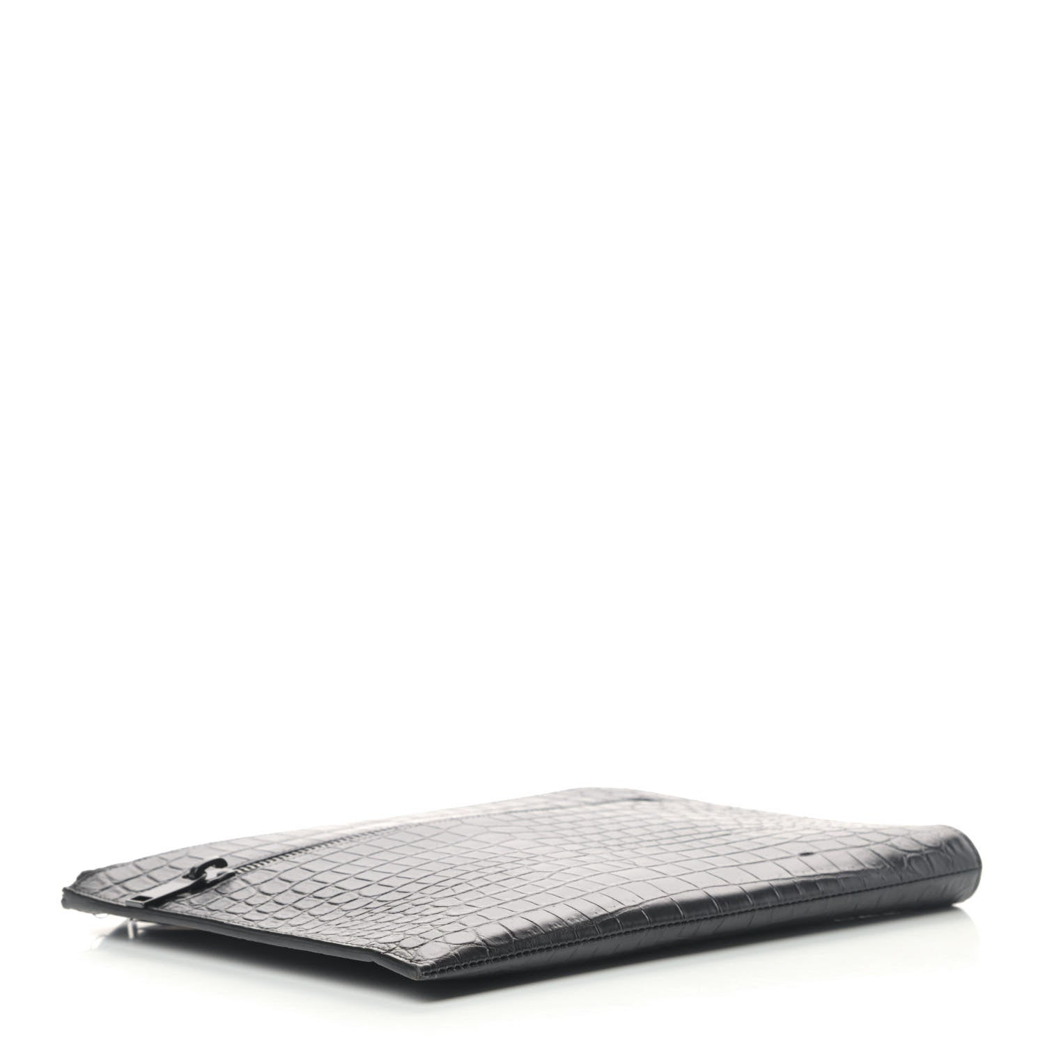 Saint Laurent Calfskin Crocodile Embossed iPad Case Black 3 of 4