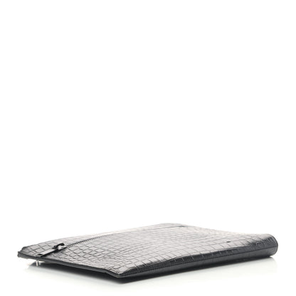 Saint Laurent Calfskin Crocodile Embossed iPad Case Black 3 of 4