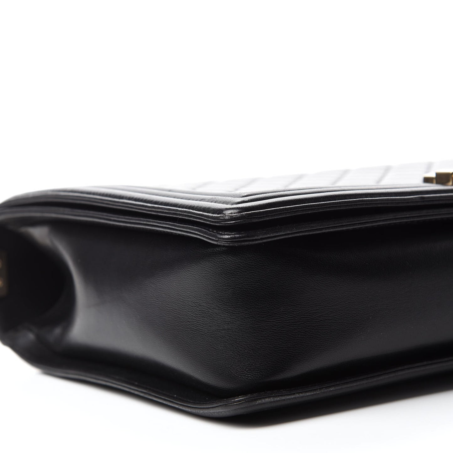 Calfskin Quilted Large Boy Flap Black