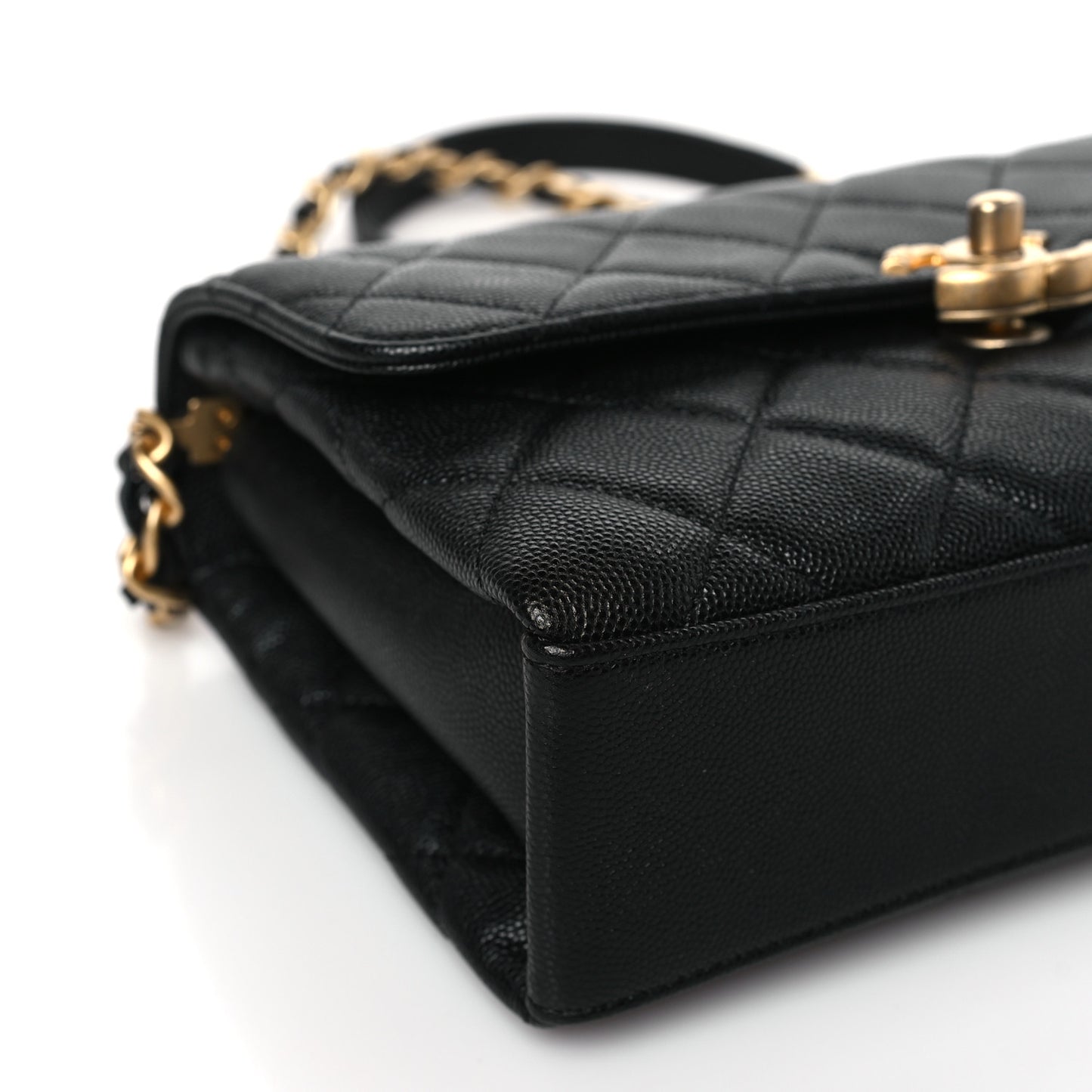 Caviar Quilted Medium Carry Me Top Handle Flap Black