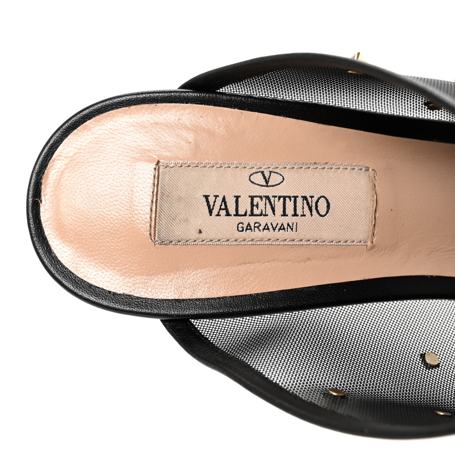 Valentino Garavani Calfskin Mesh Rockstud Mule 37 Black 8 of 10