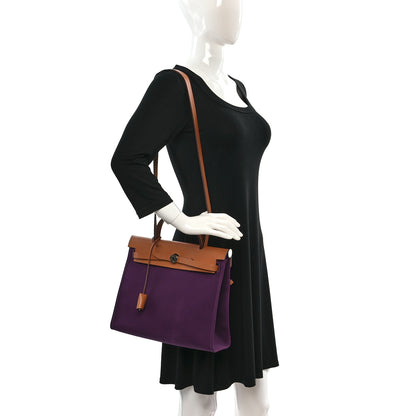 Hermes Toile Vache Hunter Herbag Zip 31 PM Cassis Fauve 2 of 13