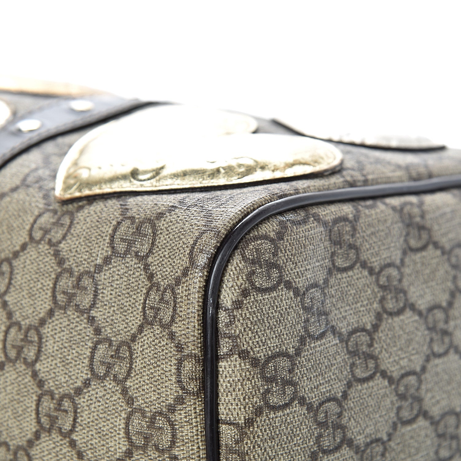 Gucci Monogram Guccissima Hearts Studded Medium Joy Boston Dark Brown 9 of 22