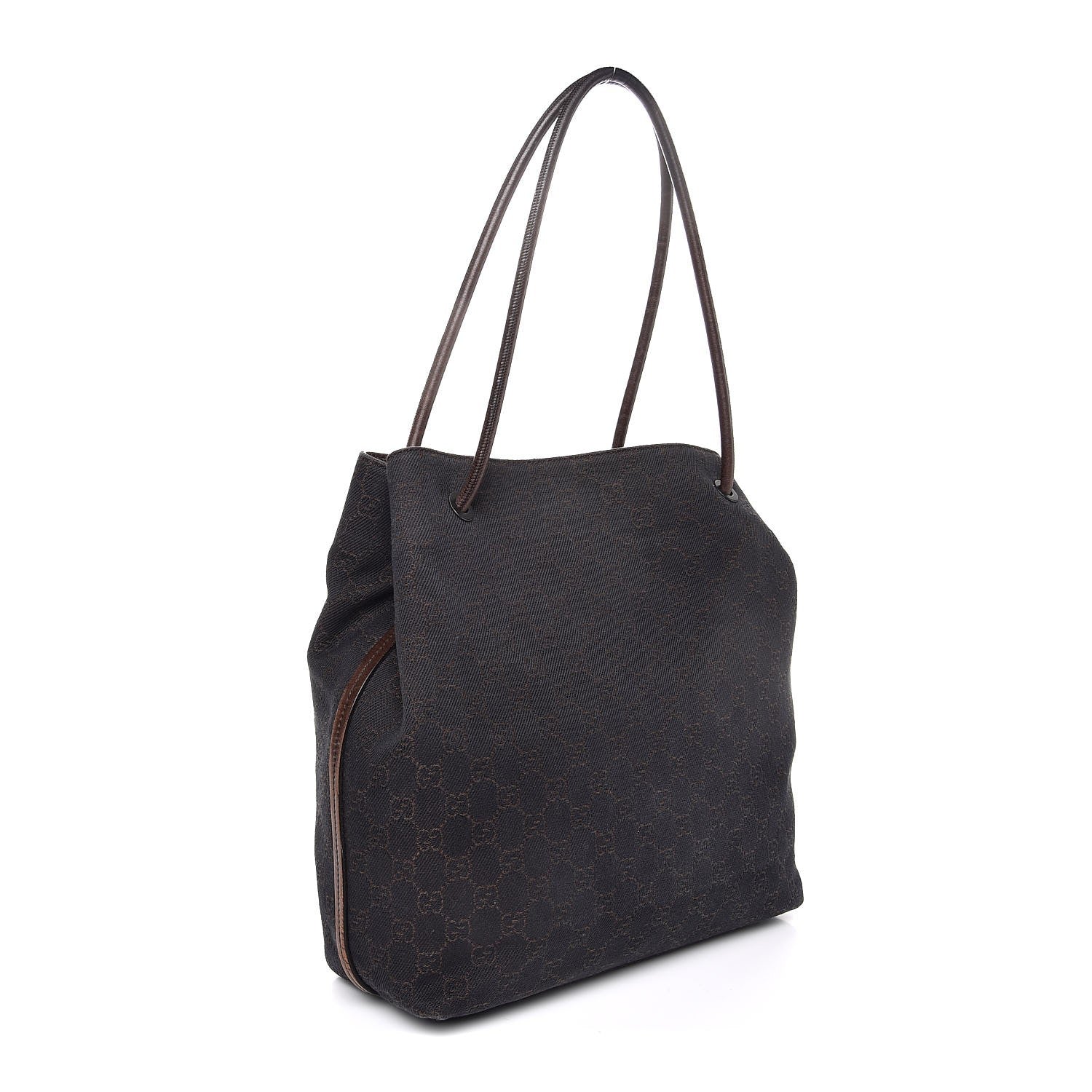 Gucci Denim Monogram Tote Dark Brown 3 of 8