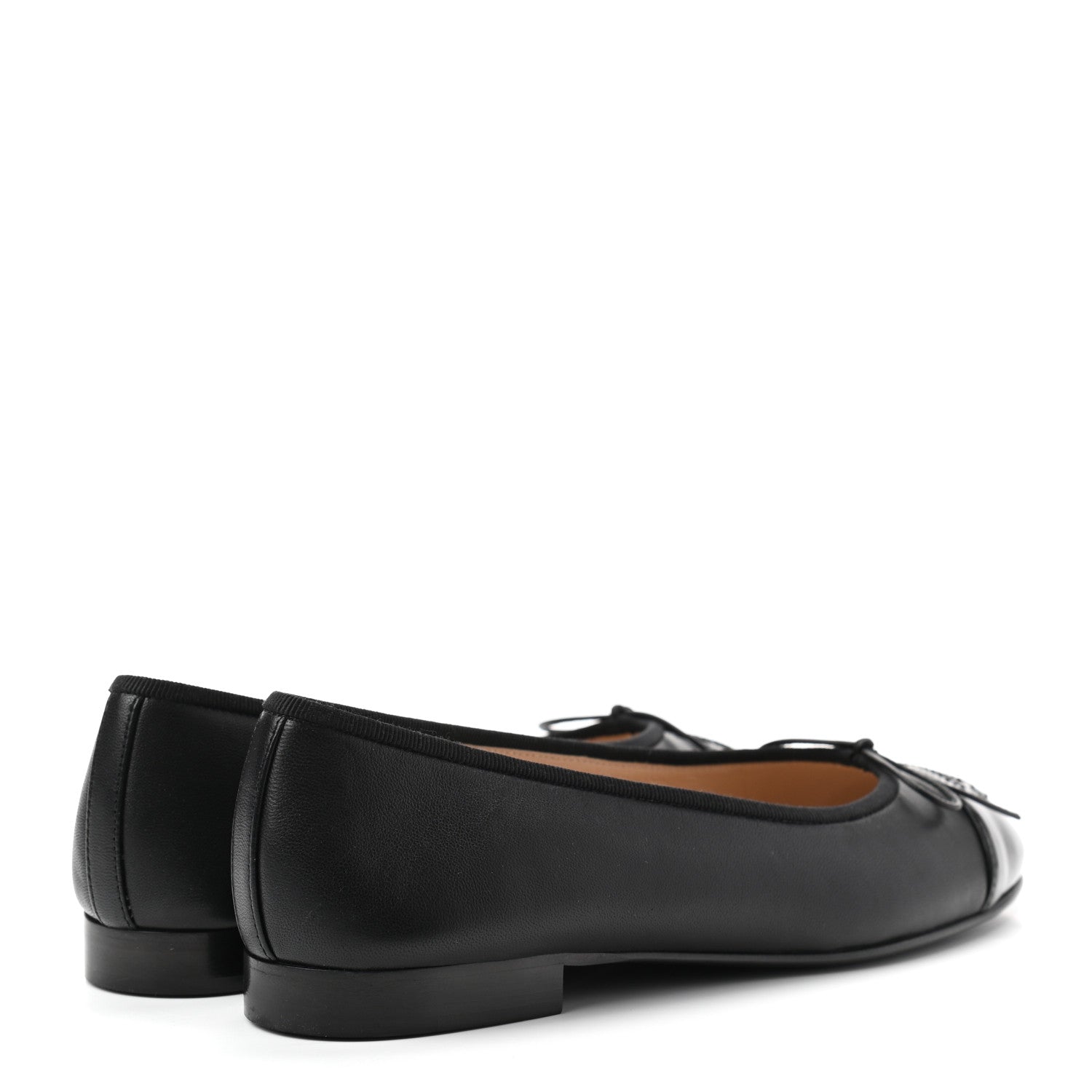Chanel Lambskin Patent Cap Toe Ballerina Flats 36 Black 4 of 9