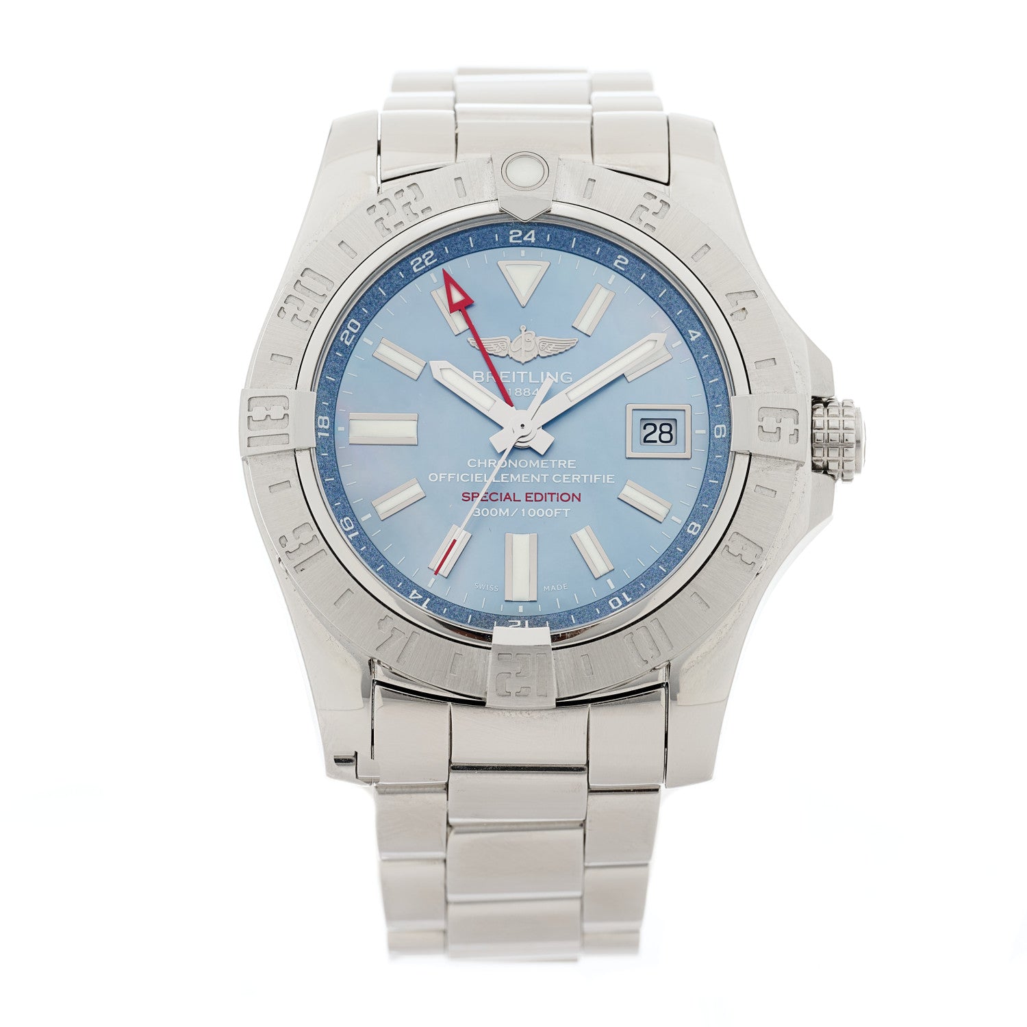 Breitling Stainless Steel Blue Mother of Pearl 43mm Avenger II GMT Automatic Watch A32390 1 of 5