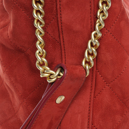 Chanel Suede Calfskin Small On My Shoulder Drawstring Bag Red 10 of 11