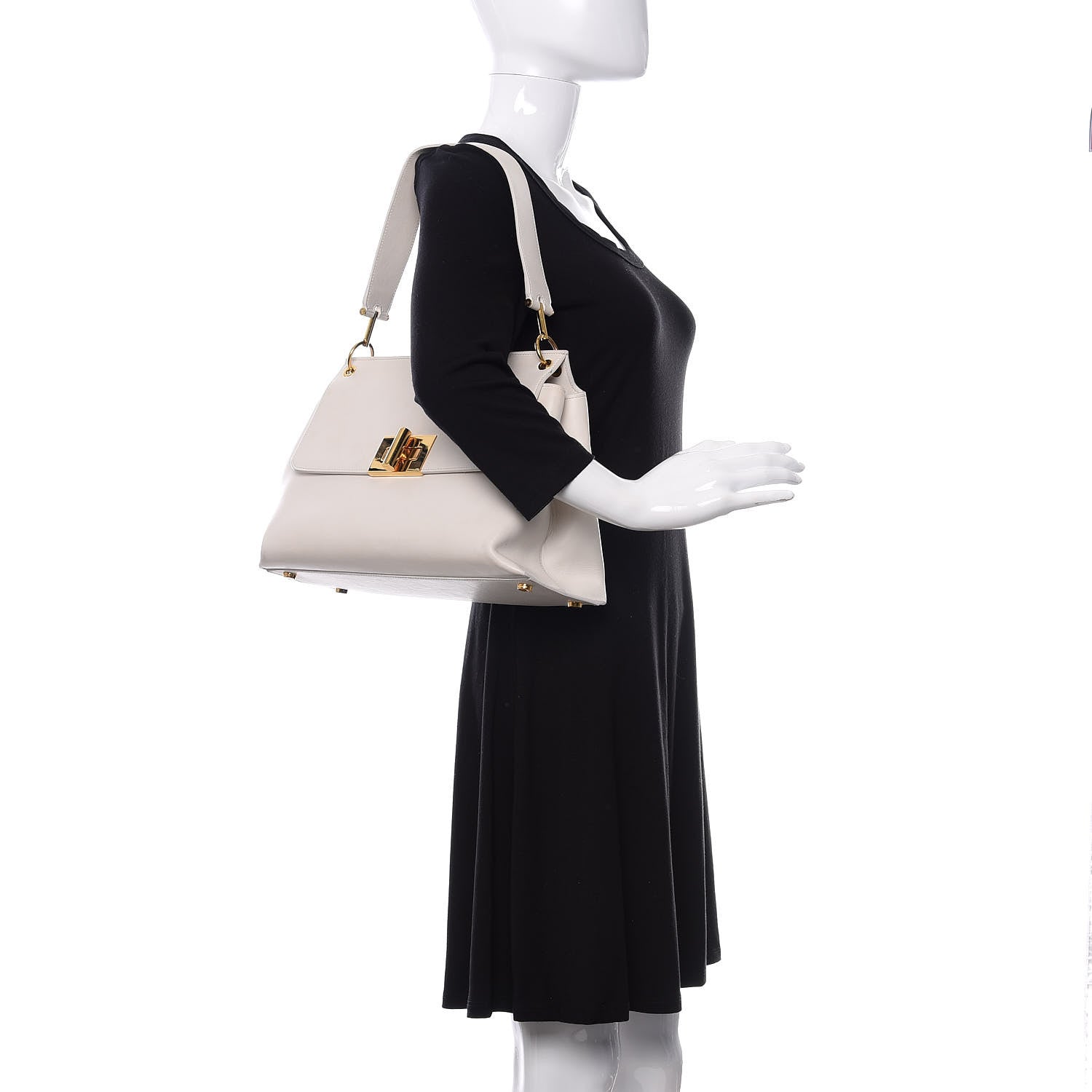 Tom Ford Calfskin Natalia Shoulder Bag Chalk 2 of 10