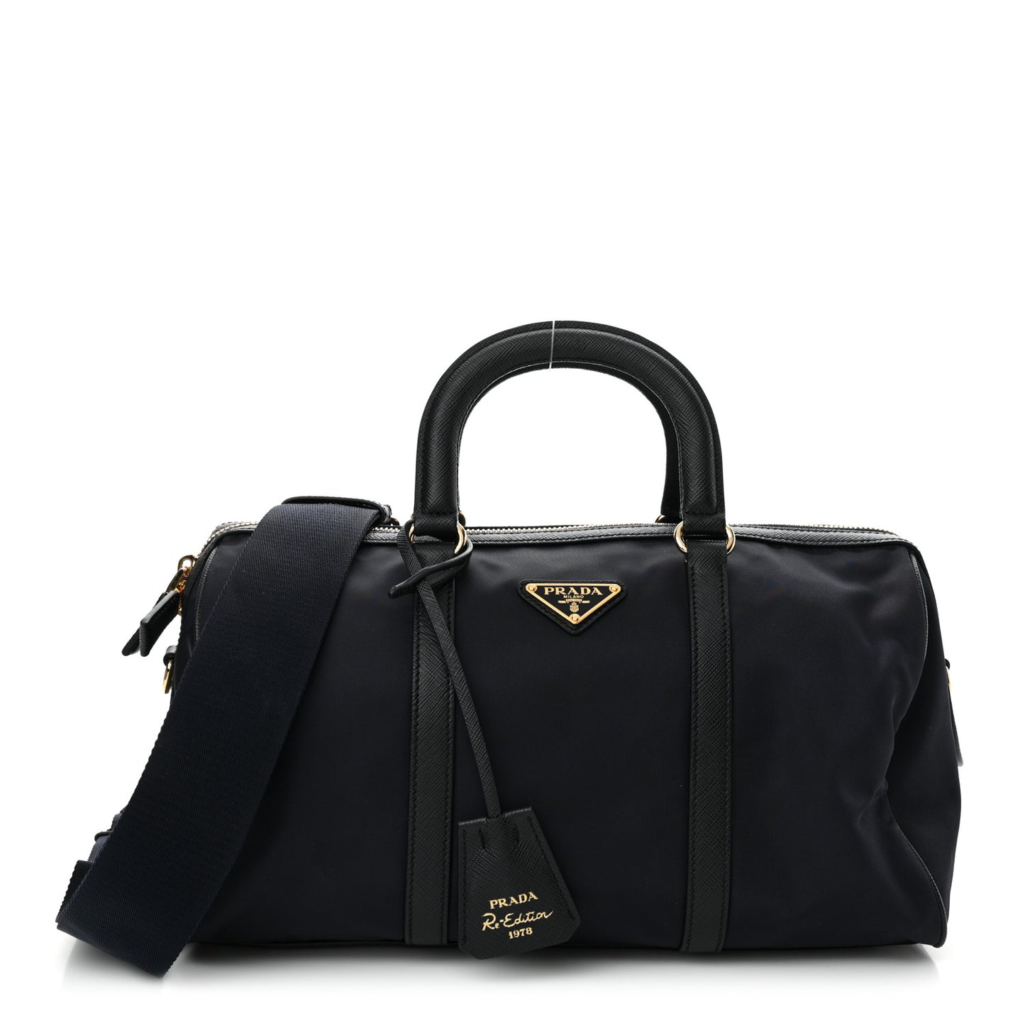 Re-Nylon Saffiano Medium Re-Edition 1978 Top Handle Bag Bleu