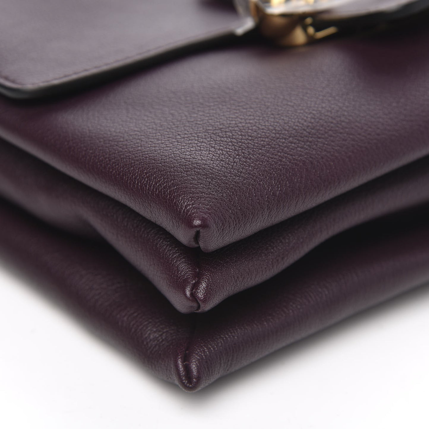 Grained Calfskin Twin Skull Chain Crossbody Burgundy