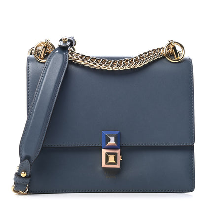 Fendi Vitello Liberty Studded Small Kan I Shoulder Bag Navy Blue 1 of 4
