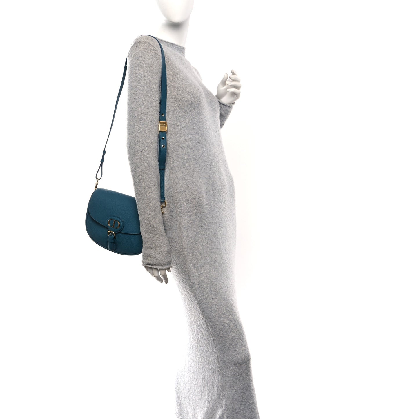 Grained Calfskin Medium Bobby Flap Steel Blue