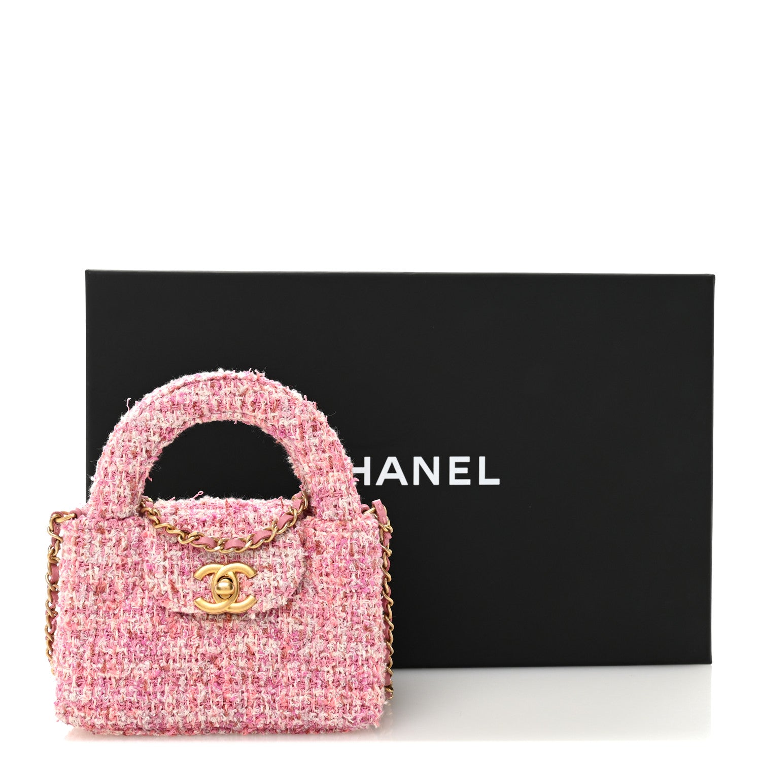 Chanel Tweed Quilted Mini Nano Kelly Shopper Pink 1794910