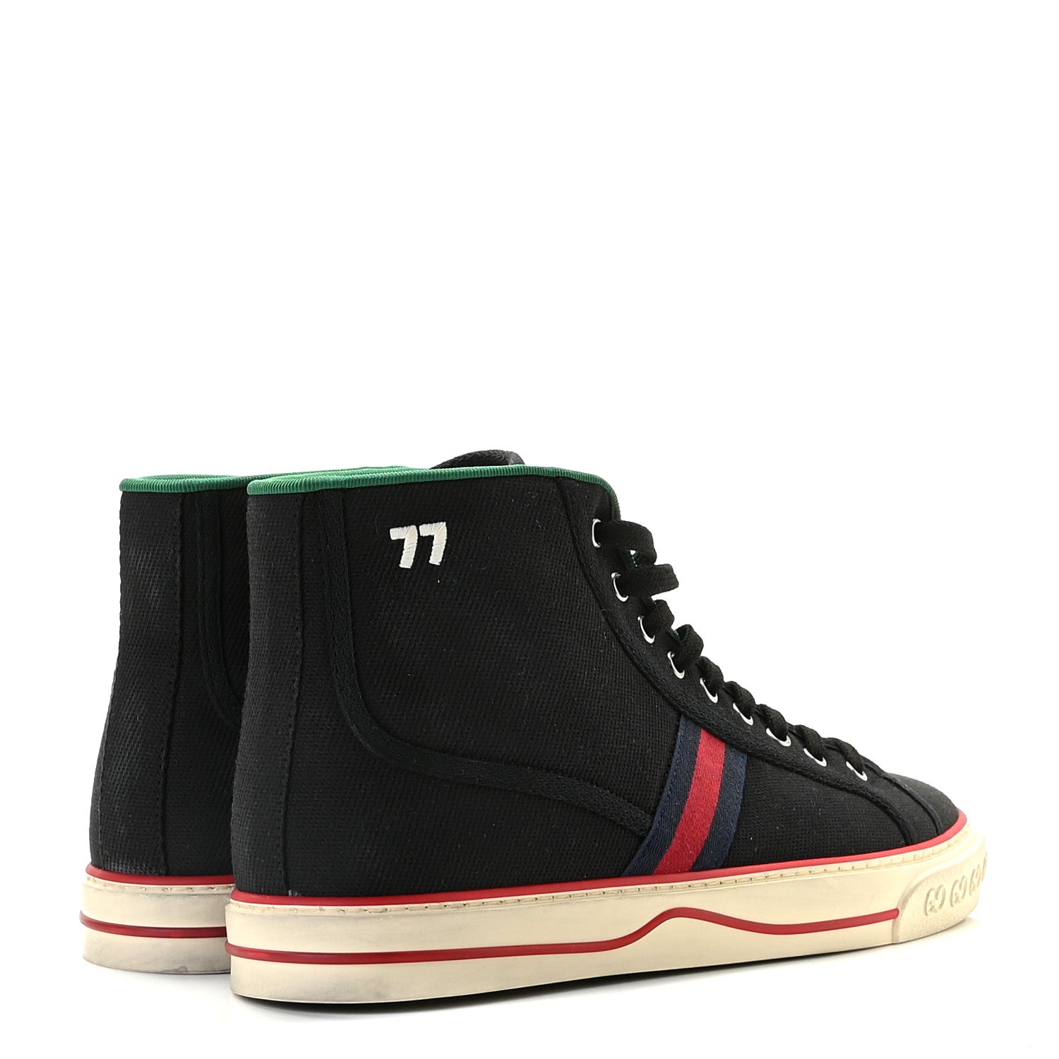 Gucci Canvas Web Mens 1977 Tennis High Top Sneakers 11 Black 4 of 11