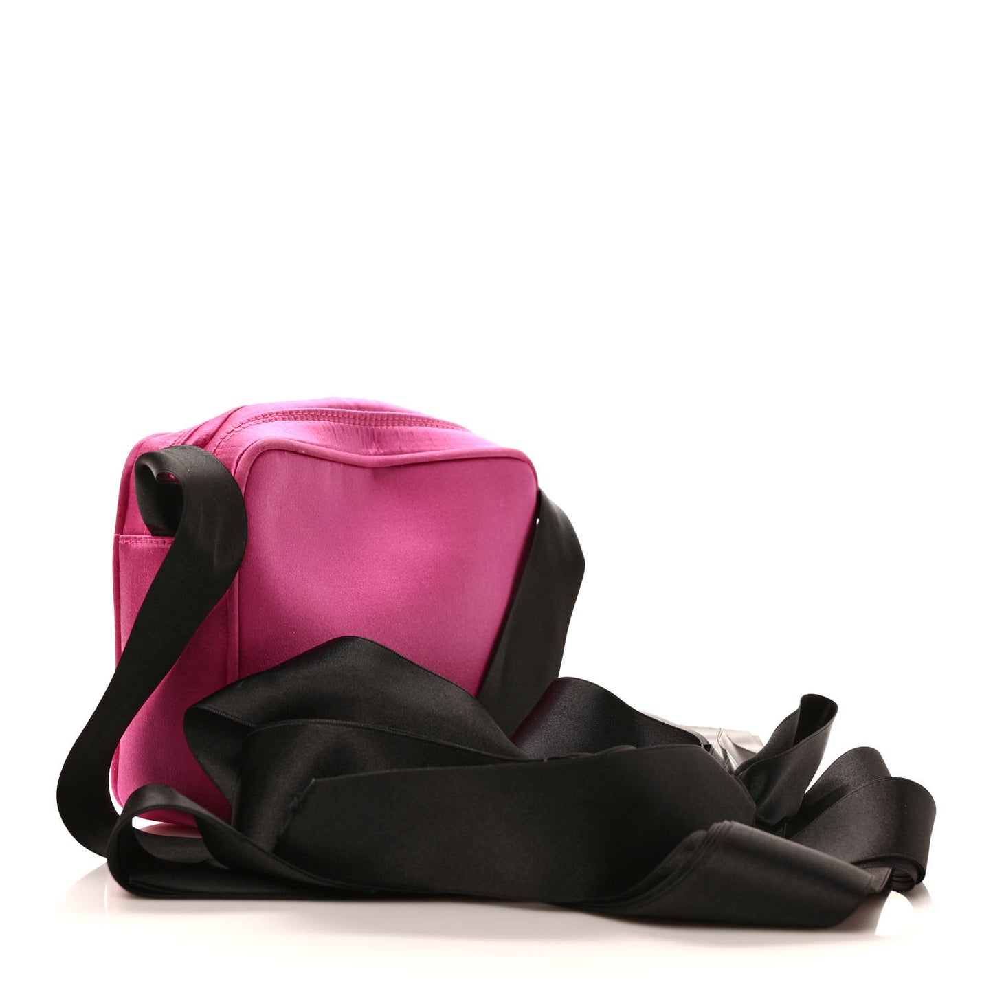 Satin CC Ribbon Evening Bag Fuchsia Black