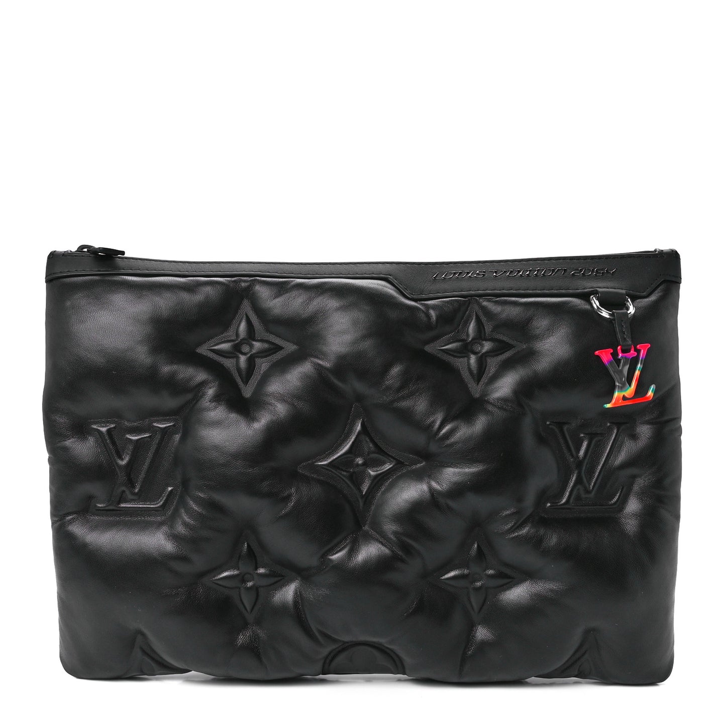Lambskin Puffer A4 Pouch Black