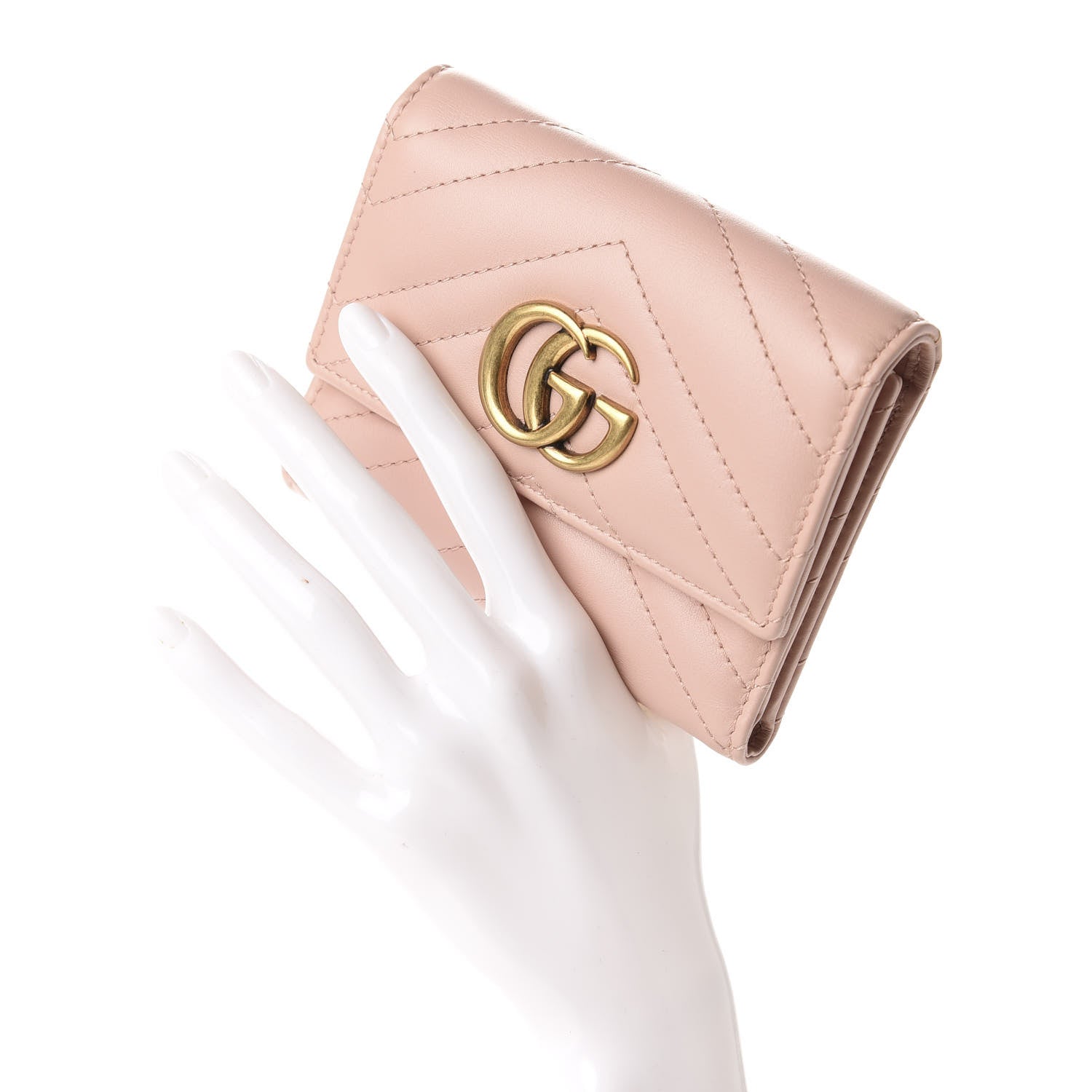 Gucci Calfskin Matelasse GG Marmont Wallet Perfect Pink 2 of 7