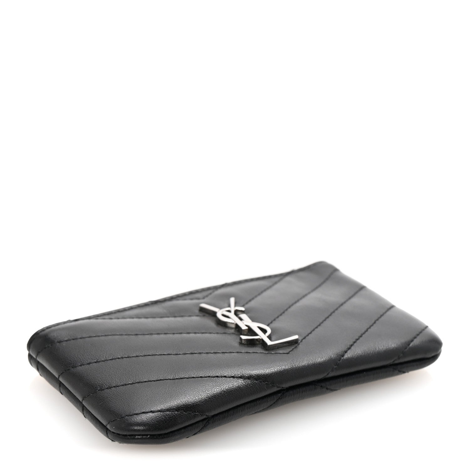 Saint Laurent Calfskin Matelasse Monogram Key Pouch Black 4 of 8