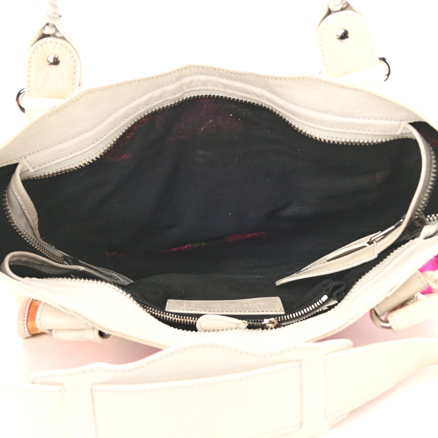 Agneau Canvas Floral Giant 21 Silver Hardware City White