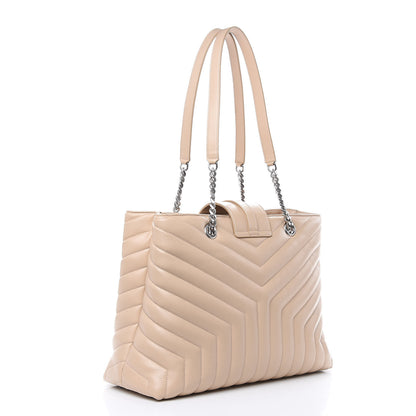 Saint Laurent Calfskin Y Quilted Monogram Large Loulou Shopper Nude Powder 3 of 14