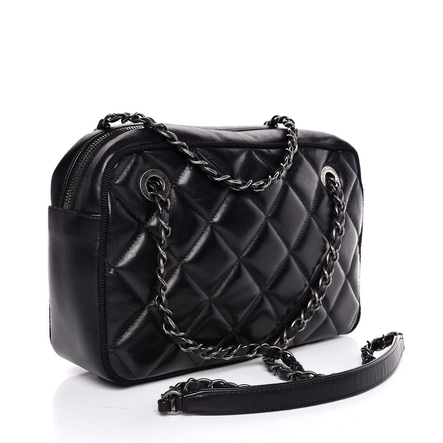 Calfskin Quilted Small Ballerine Camera Case Black