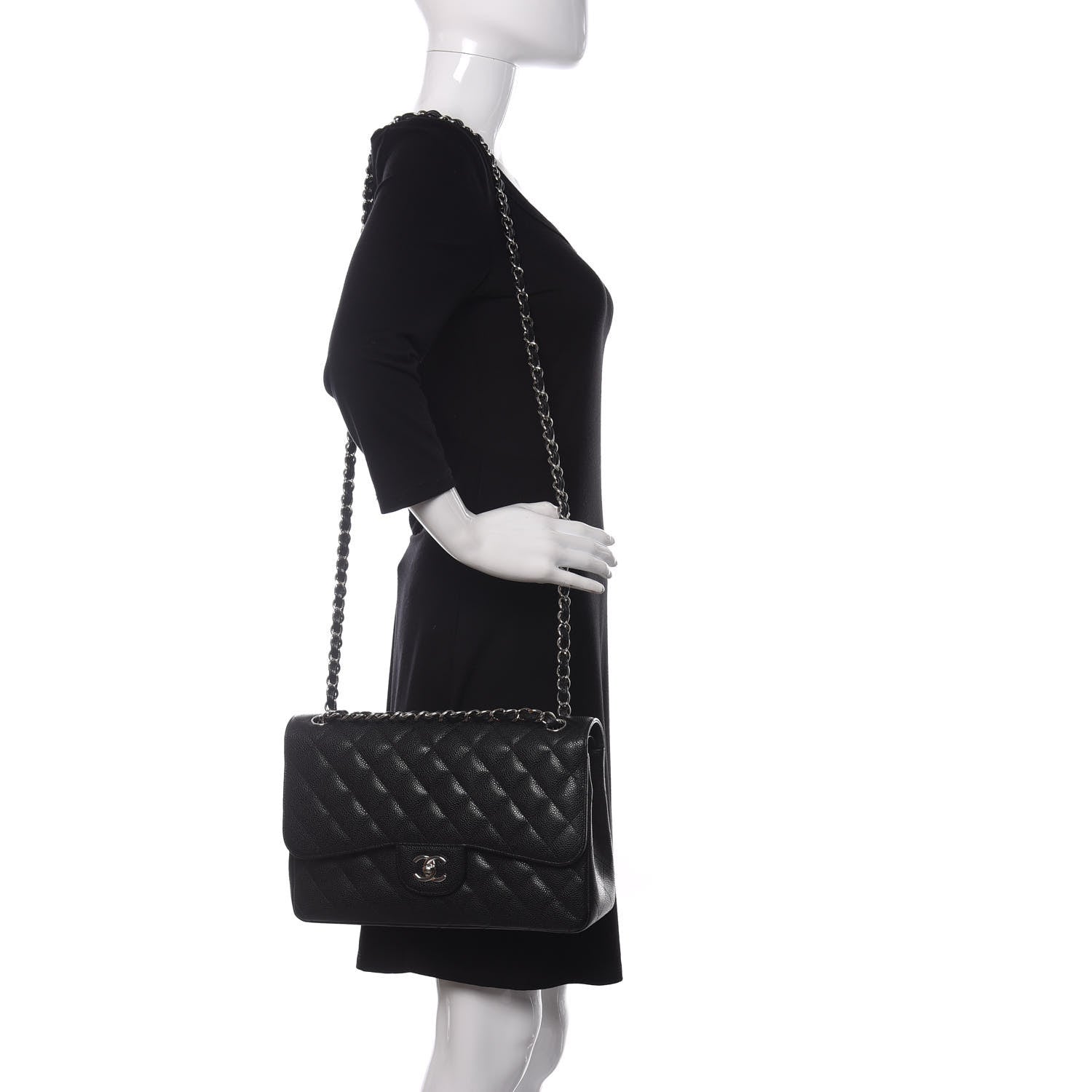Chanel Caviar Quilted Jumbo Double Flap Black 2 of 9