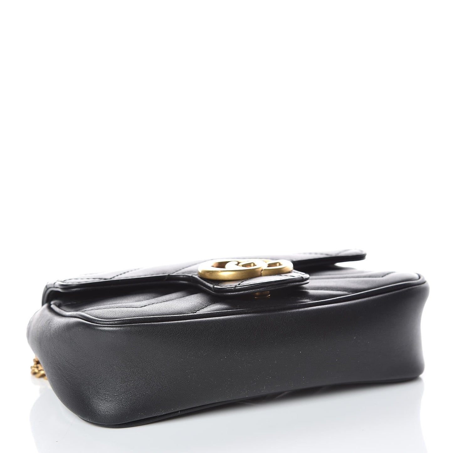 Calfskin Matelasse Super Mini GG Marmont Shoulder Bag Black