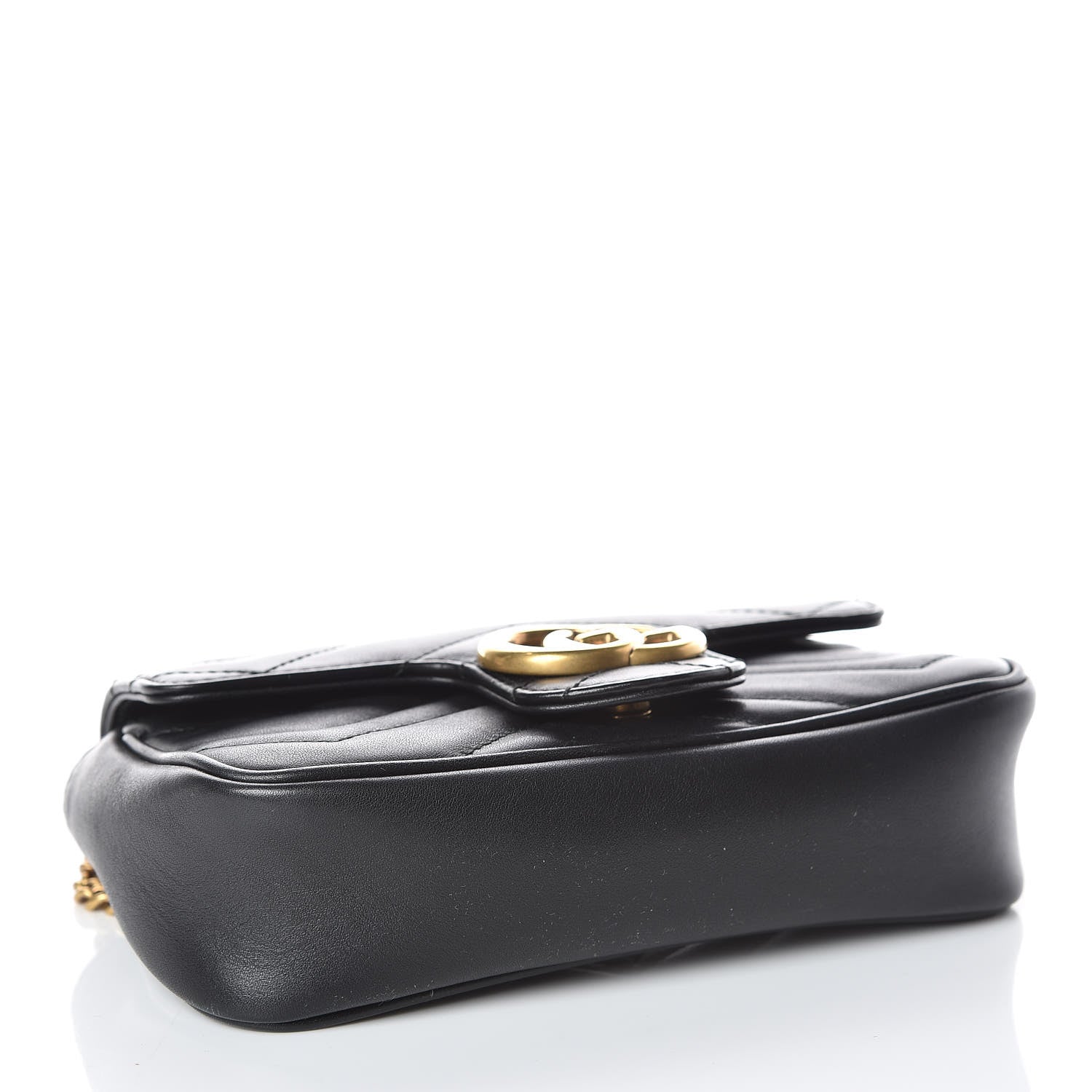 Gucci Calfskin Matelasse Super Mini GG Marmont Shoulder Bag Black 4 of 11