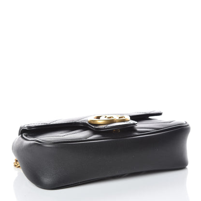 Gucci Calfskin Matelasse Super Mini GG Marmont Shoulder Bag Black 4 of 11