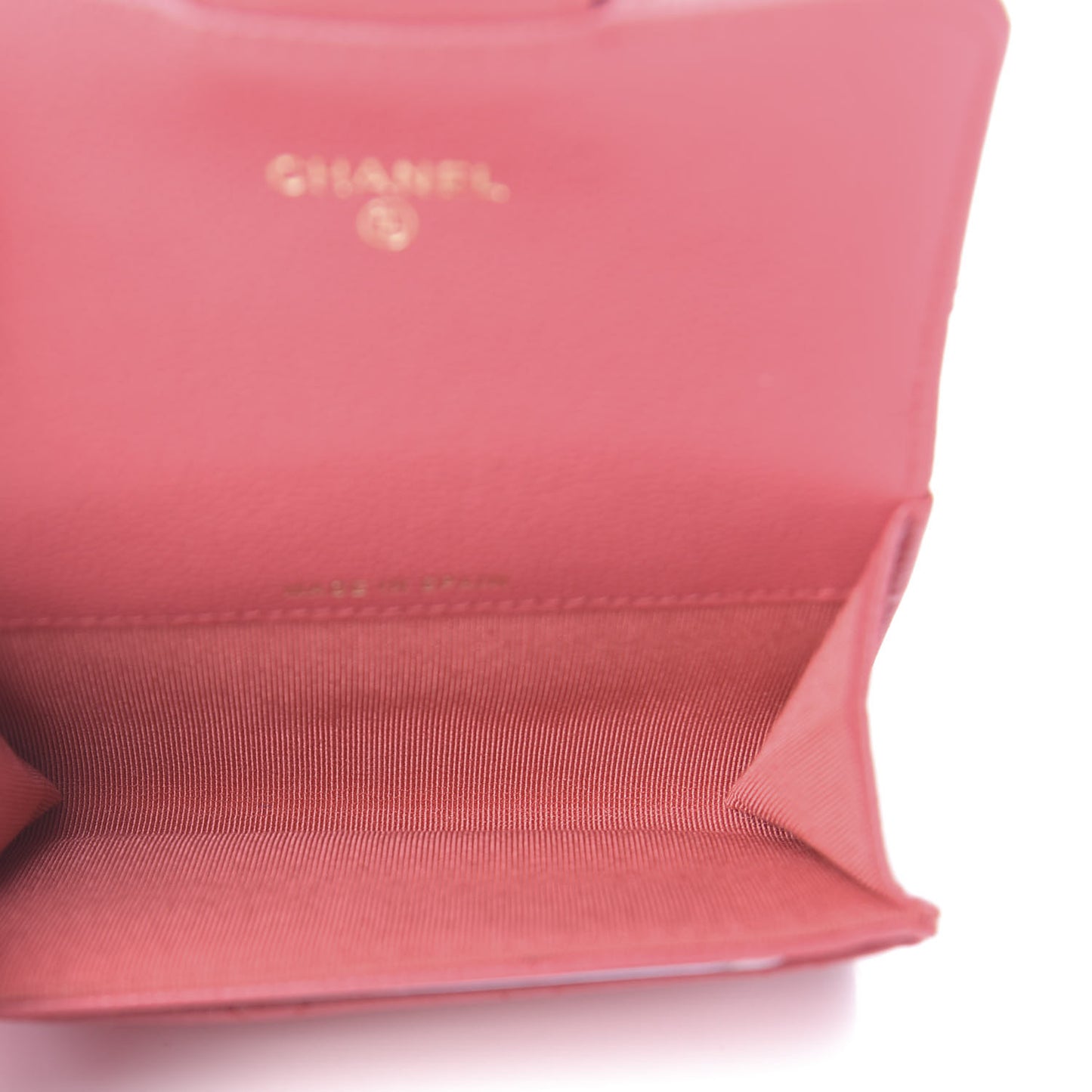 Caviar Quilted Flap Card Holder Dark Pink