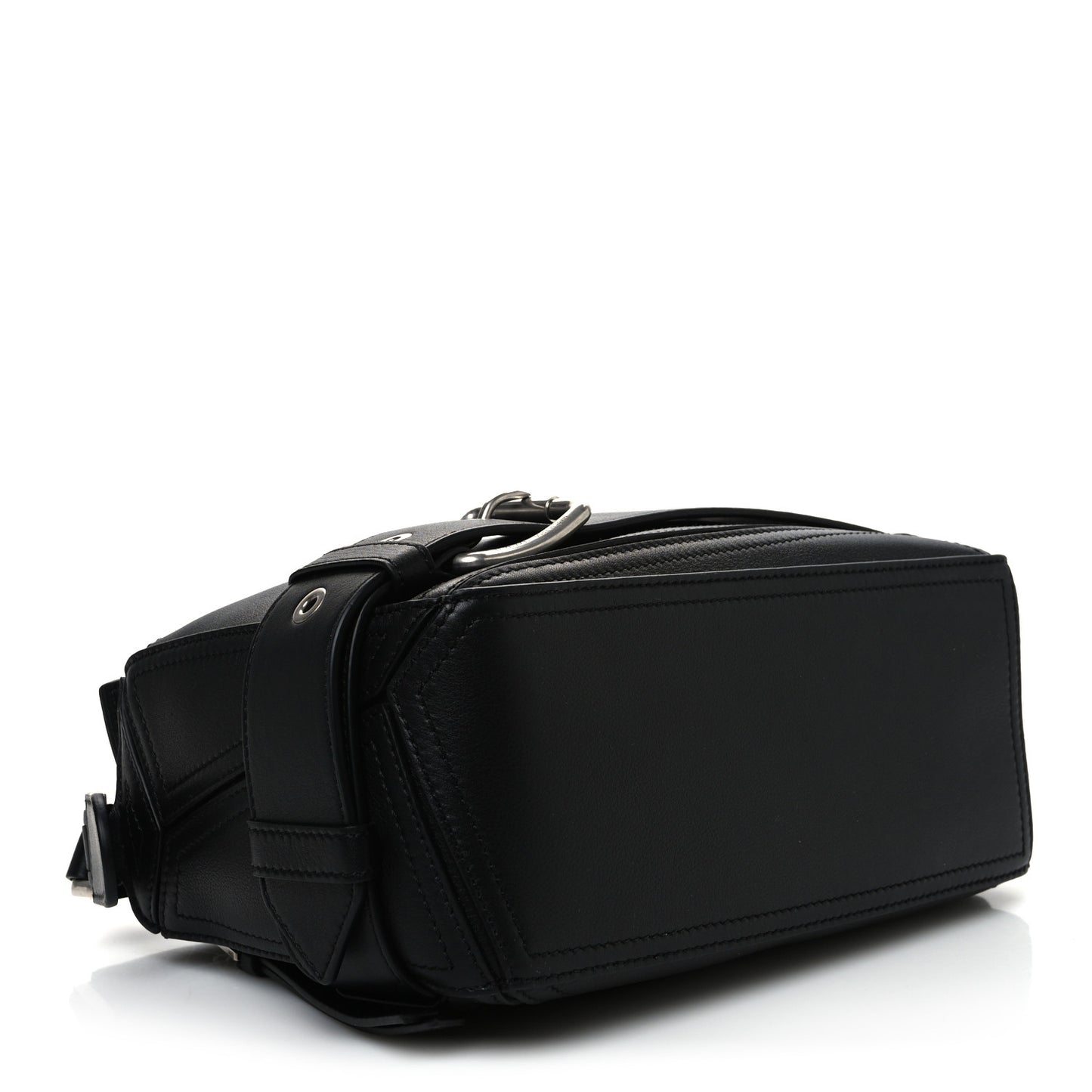 Shiny Calfskin Small Puzzle Biker Bag Black